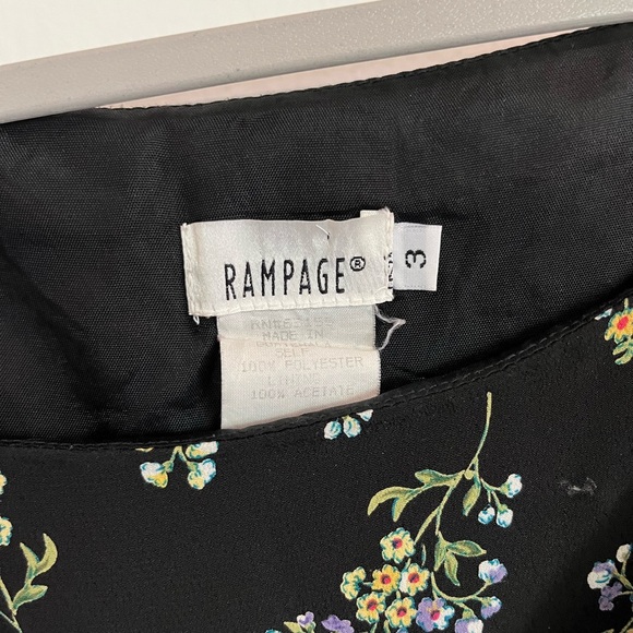 Black Floral Patterned Sundress with Waist Ribbon (Small) - Picture 4 of 4